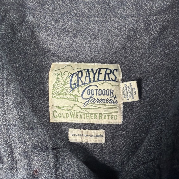 Grayers Mens Long Sleeve Button Up Shacket Shirt Medium Gray Cold Weather Rated - Picture 3 of 7